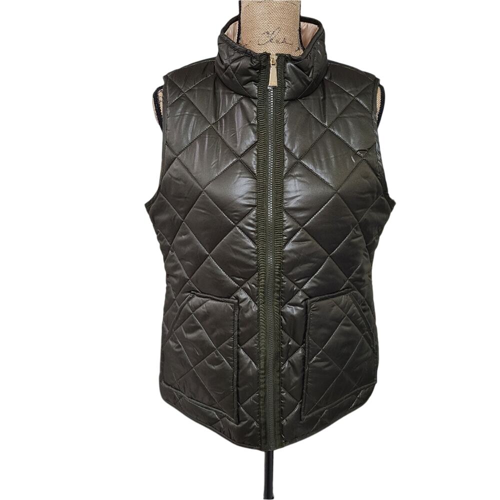 Kate Spade Dark Olive Green Quilted Equestrian Vest Women's Size‎ Medium New!
